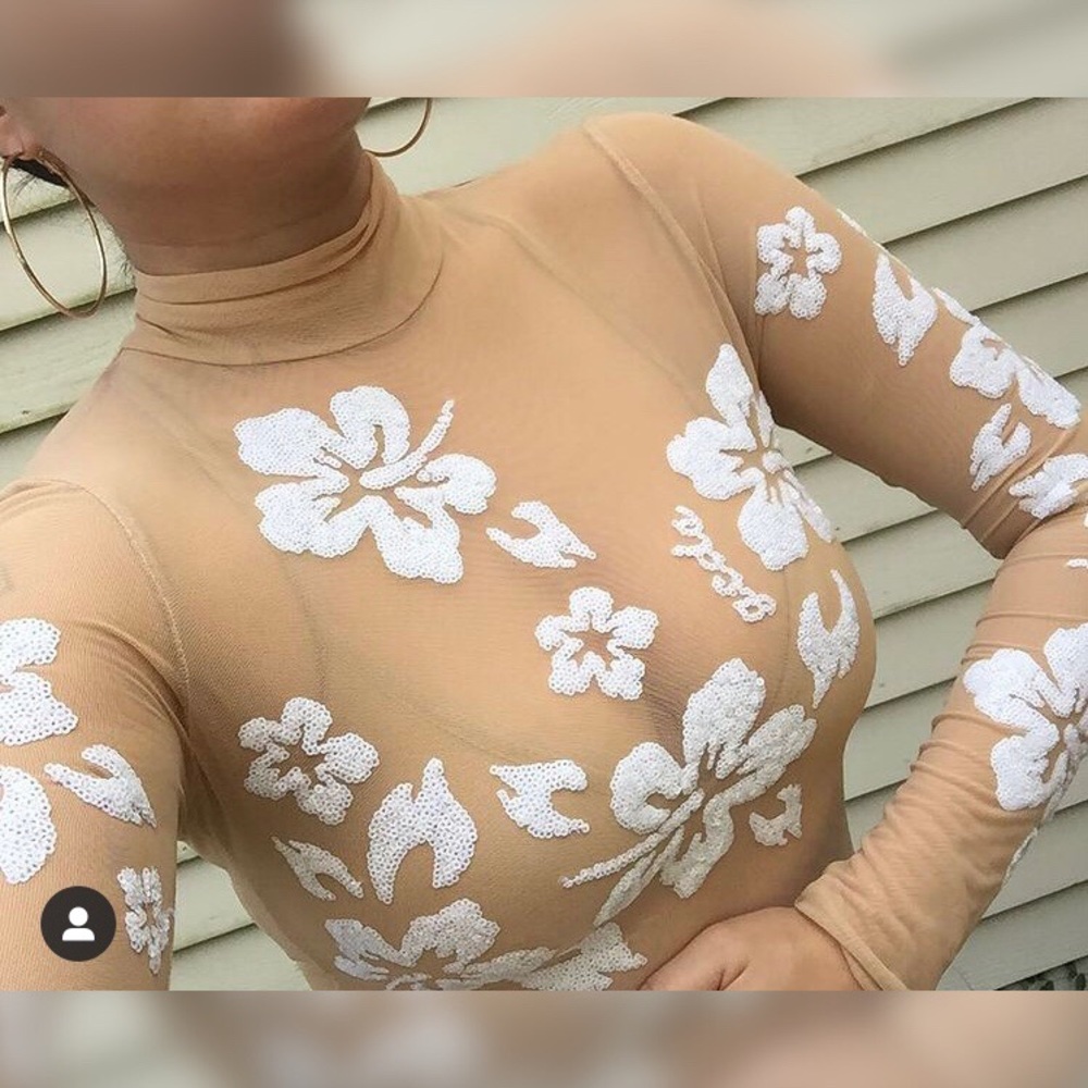 GCDS Hibiscus Sequin Body Suit